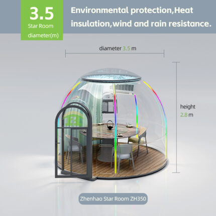 ZH350  PC dome tent bubble camping transparent starry sky dome tent waterproof hotel tent.